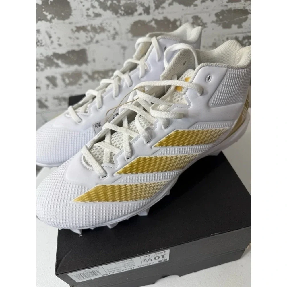 Adidas Adizero Impact.2 MD Football Shoes Mens 10.5 White Gold Cleats IF5106 New